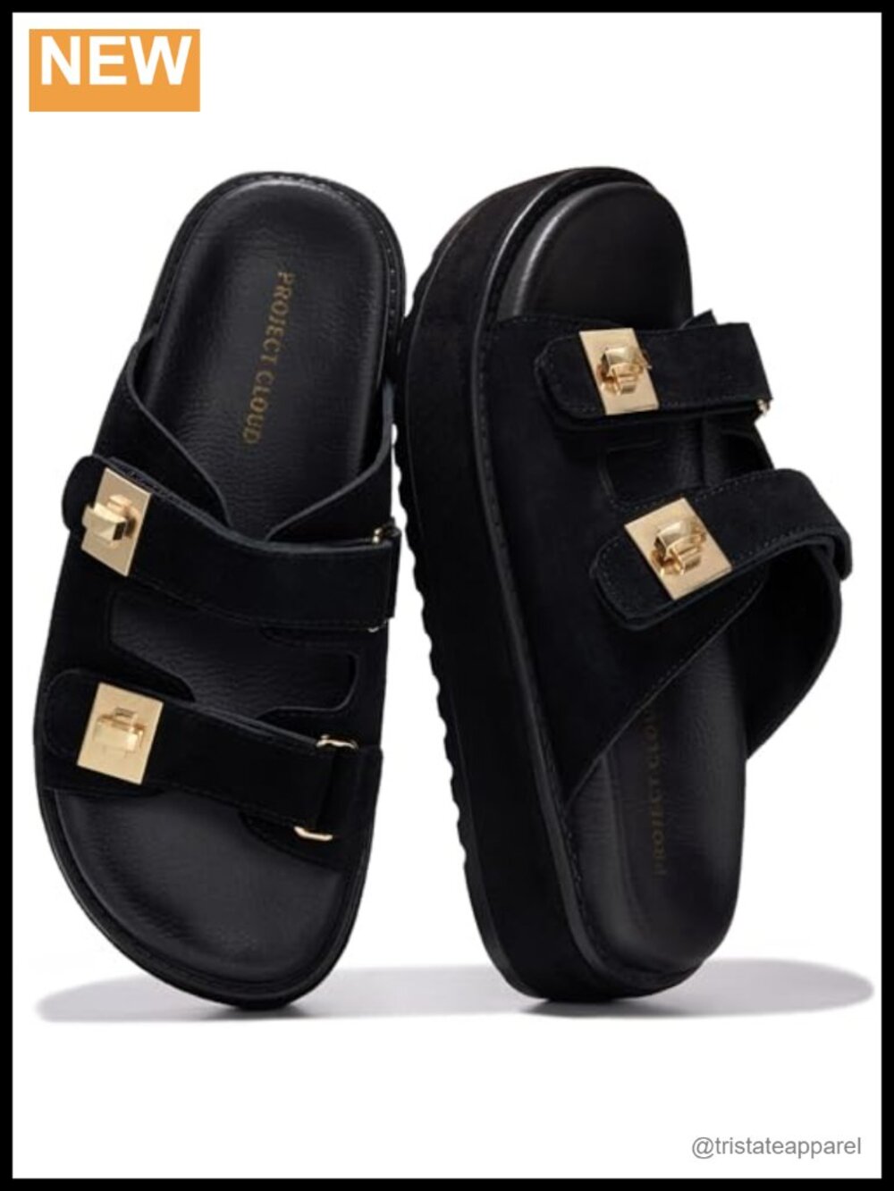 Genuine Suede Platform Slide Sandals Memory Foam